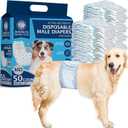 American Kennel Club Male Dog Wrap, Disposable Diapers with Wetness Indicator, Medium, 50 Count (MD Waist Size 18 - 25 in)