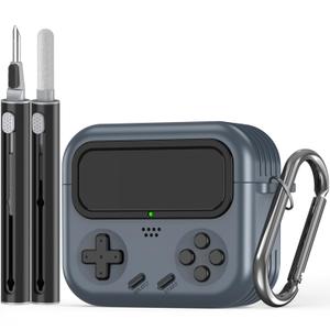 Inesore for Airpods 3rd Generation Case,with Lock Cover for Airpods 3rd Case,Funny Handheld Game Console Appearance,Compatible with Airpod 3rd Hard Cases with Cleaner Kit for Men/Boys (Black)