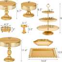 10 Pieces Gold Cake Stand Set, Metal Round Cupcake Holder Dessert Display Plate Serving Platter, Dessert Table Stands and Trays Set for Christmas, Wedding, Birthday, Anniversary, Tea Party