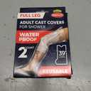 100% Waterproof Cast Covers for Shower Leg - 2pk - Tight Seal - Reusable Adult Full Leg Cast Protectors - Thigh, Knee, Ankle, Foot - After Surgery Bandage and Dressing Shower Bag - Long Size