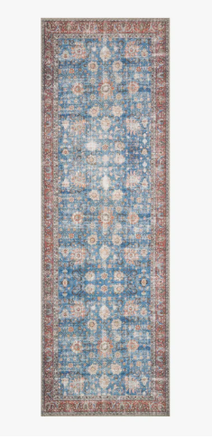 Loloi Loren Collection LQ-01  BLUE / BRICK  29 x 89 inch Accent Rug