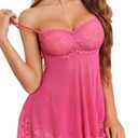 Avidlove Lace Babydoll Lingerie Sexy Mini Chemise Mesh Wedding Nightie Bridal Nightdress, 1XL