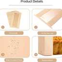 200 Pack Large Paper Bread Bags for Homemade Bread with Tin Tie Tab Lock,14" x 8.3" x 3.5" Sourdough Kraft Loaf Bag with Clear Front Window,Label Seal Sticker Included