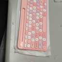 Retro Wireless Keyboard with Round Keycaps, 2.4GHz FullSize USB Cute Wireless Keyboard Mouse for Computer, Desktop, Laptop and Computer (PinkColorful)