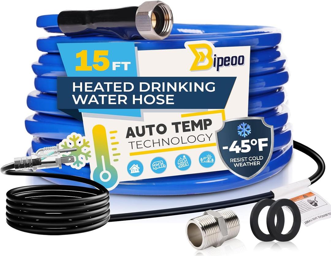 15FT 25FT 30FT 50FT 75FT 100FT Heated Water Hose for Rv,Heated Drinking Water Hose Antifreeze to -45F,Great Rv Accessories for Campers,Livestock,Agriculture,Lead and BPA Free