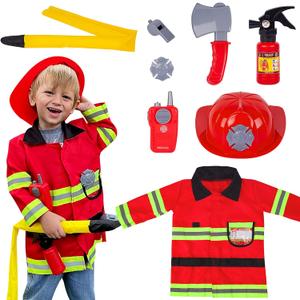 Liberry Fireman Costume for Kids 3 4 5 Years Old, Firefighter Tools with Fire Extinguisher, Pretend Play Toy Gift for Toddler Boys & Girls