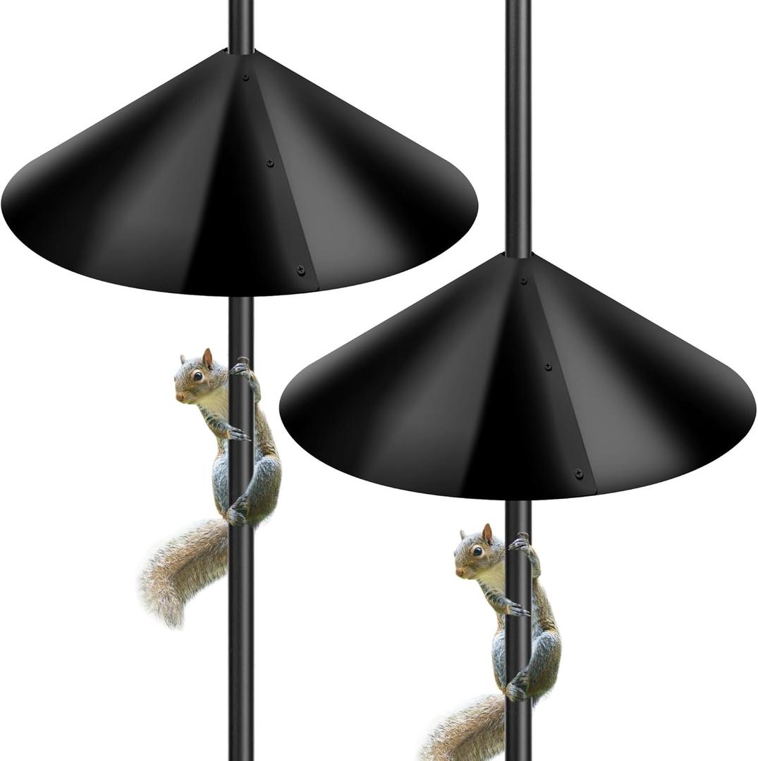 Squirrel Baffles for Protecting Outdoor Bird Feeder Pole and Bird Houses, Pole Mount Squirrel Proof Guard Stopper for Bird Pole(Black, 16 inch,2 Packs)