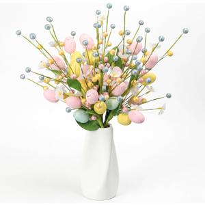6 Pcs Easter Egg Picks 17.5 Inch Easter Floral Picks and Sprays for Easter Trees and Branches, Berry Stems for Vase, Spring Floral Picks, Easter Centerpiece and Decor,Spring Stems for Vases