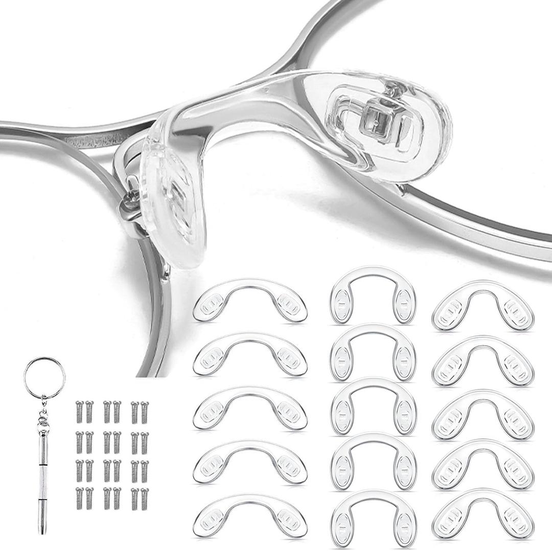 15 pcs, 3 sizes Eyeglasses Nose Pads,U Shaped Eyeglasses Nose Pads Screw-in eyeglass nose piece soft silicone nose pad for Eye Glasses Sunglass Eyewear