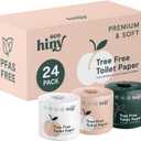 ecoHiny Premium & Soft Bamboo Toilet Paper | PFAS Free | 24 Mega Rolls, 3 ply & 350 Sheets | Non Toxic, FSC Certified, Septic Safe, BPA Free | Tree Free Toilet Tissue | Plastic Free Packaging