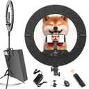 Ring Light Kit:18"/45cm Outer 55W6700k Dimmable LED Light, Tripod Stand, Remote Controller, Box for Camera, Smartphone, YouTube, TikTok, Self-Portrait Shooting,CRI90,Black