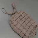 Yarnic Quilted Makeup Bag Cosmetic Bag, Travel Toiletry Bag for Women, Cute Makeup Bag Organizer Puffer Makeup Pouch (M, Beige)