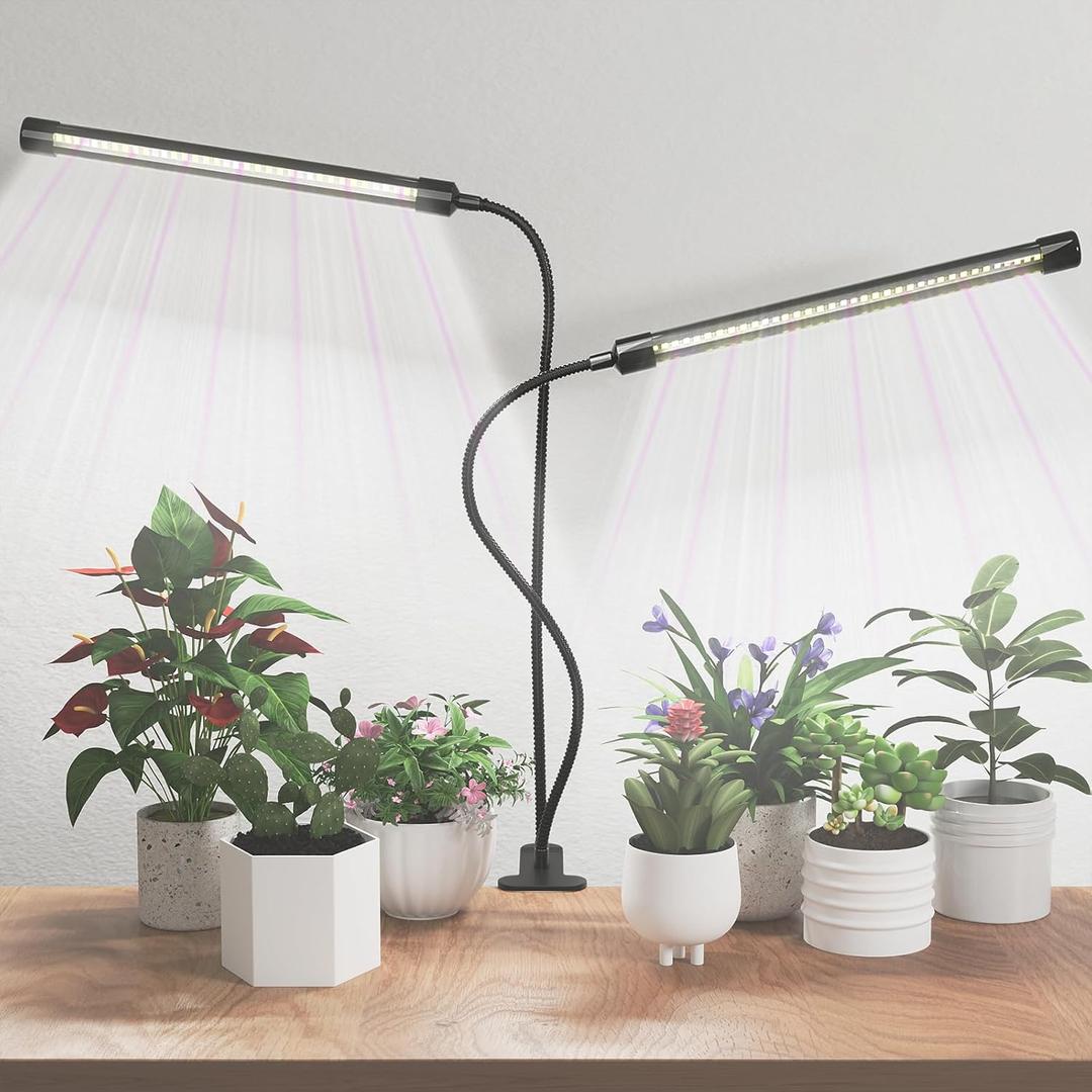 GHodec Grow Light,Full Spectrum White 84 LED Clip Plant Lights for Indoor Plants Growing, 4/8/12H Timer & 5 Dimmable Levels (80W)