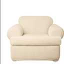 SureFit Dcor Stretch Pinstripe T-Cushion Chair Two Piece Slipcover, Form Fit, Polyester/Spandex, Machine Washable, Cream