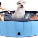 MorTime Foldable Dog Pool Portable Pet Bath Tub Large Indoor & Outdoor Collapsible Bathing Tub for Dogs and Cats (L, 63" x 12")