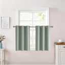 RYB HOME Blackout Cafe Curtains 24 Inch Length for Kitchen, Small Bathroom Window Curtain Tier, Thermal Insulated Room Darkening Valance Drapes for RV Camper, W30xL24, 2 Panels, Sage Green