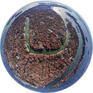 2 x 1000 Piece Round Jigsaw Puzzle of Venice, Italy - Challenging & Educational Art for Adults & Kids - Unique Panoramic Photo of City of Venice - 26.6 Inch Circular Puzzle