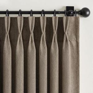 Thick Linen Pinch Pleated Sheer Curtains 84 Inches Long 2 Panels Set for Living Room Bedroom,Dark Flax Drapes with Memory Trained Pinch Pleat,Light Filtering Privacy Curtains for Sliding Glass Door