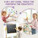 Wooden Easel for Kids with Paper Roll - Magnetic Double Sided Drawing Board Whiteboard & Chalkboard Dry Easel Board Children Art Easel for 3~12 Years Kids (Blue), 67 x 45 x 106 cm