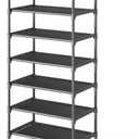 Kitsure Shoe Rack - 10-Tier Shoe Organizer with Detachable Fabric Shelves & Metal Frame, Tall Shoe Rack for Closet, Entrance, Living Room, 16.9" Wide - 10 Tier, Black