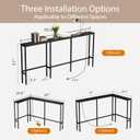 70" Narrow Console Sofa Table with Power Outlets & 2 USB Ports, L Shaped Behind Couch Table Skinny, 3 Assembly Options Entryway Tables with Charging Station for Living Room, Hallway, Black, 70IN