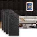4-Pack 3D PU Stone Wall Panels for Interior Decor | Faux Stone Accent Tiles, Dark Black, 47.24"x23.62"x1.18" | Waterproof & Lightweight 3D Wall Design