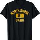 North Shore Oahu Gym Style Distressed Amber Print T-Shirt, Large