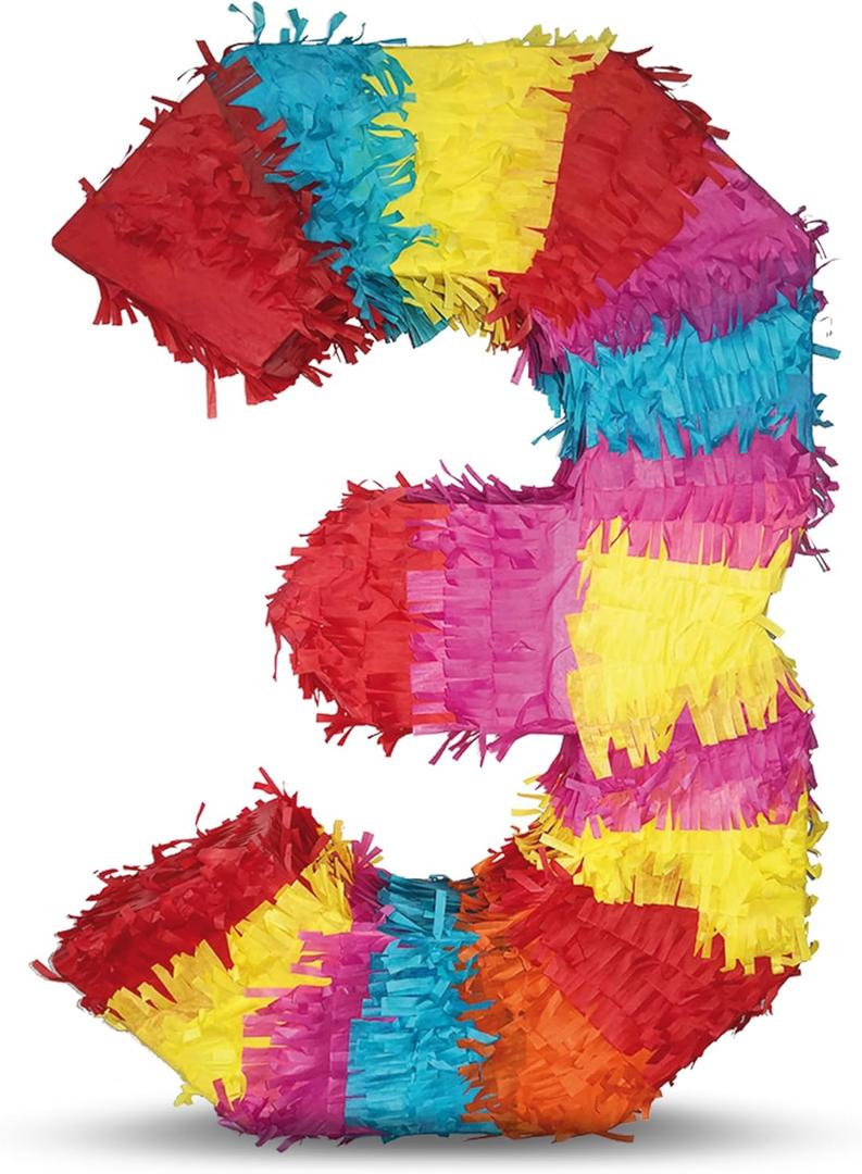 Party Factory Pinata Numbers 0-9 Kids Birthday Slap Pinata 16.5 x 13.7 x 3.1 inch Decoration Birthday Decoration (3)