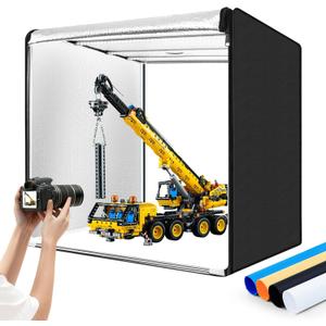 Photo Studio Light Box, 32"x32" Professional Dimmable Shooting Tent Kit with 210 LEDs Lights & 4 Color Backgrounds for Product Photography