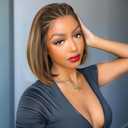 WIGER Highlighted Straight Bob Lace Frontal Wigs 13x4 Braided Wigs for Black Women Glueless Bob Hair Wig Braided Lace Front Wigs with Cornrow 12 Inch Synthetic Full Lace Straight Bob Wigs