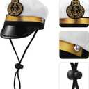 5 x Pet Captains Hat White Sailor Hat for Cats Small Dogs Halloween Cosplay Costume Cap Doggy Navy Outfit Cosplay Apparel