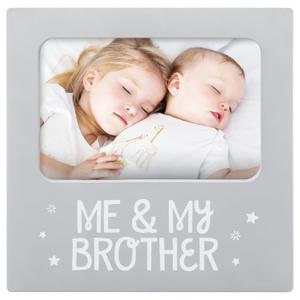 Tiny Ideas Me and My Brother Picture Frame, Christmas Photo Picture Frame, Sibling Keepsake, Ideal Big Brother Gift, Shower Gift and Gender Neutral Nursery Decor, Gray