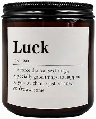 Pack of 2 KU-DaYi Good Luck Scented Candles, Mothers Day Gifts Birthday Christmas Scented Candle Gifts for Women Sister Friend Coworker, Positive Gift Gifts Amber Soy Wax Jar Candle for Home Bedroom Decor