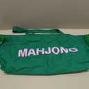 Abbylike 28x9 Inches Mahjong Bag for Rolled Mat Tiles Racks Pushers Accessories Empty Mahjong Tote Bag with Zipper Closure Outer Pockets Lining Large Capacity(Green,Canvas)