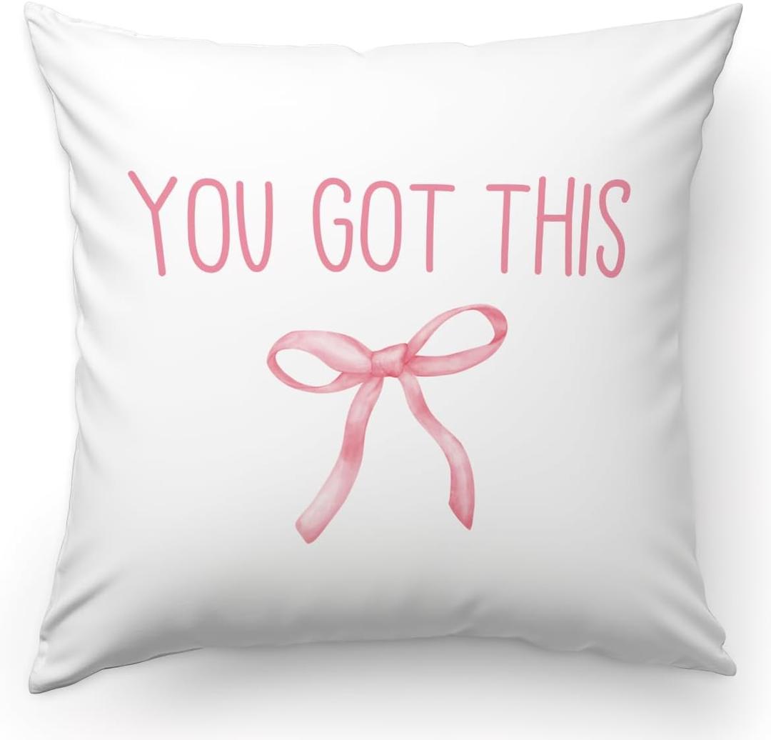KongMoTree Pink Coquette Bow Christian Pillows Covers, Christian Gifts for Women, Inspirational Bible Verse Pillow Covers, Flannel Pillow Cases Decor for Couch Bedroom Prayer Room - You Got This