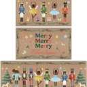 Dunzy 3 Pcs African American Nutcracker Christmas Doormat Decorative Black Christmas Doormat Nutcracker Happy Xmas Holiday Entrance Rug Washable Non Slip Welcome Floor Rug for Home Bathroom Kitchen