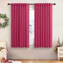 Hot Pink Curtains 45 Inch Length for Bedroom 2 Panel Pocket Back Tab Short Small Magenta Curtains for Living Room Semi-Sheer Linen Light Filtering Curtain for Kitchen Bathroom Raspberry Fuchsia 52x45