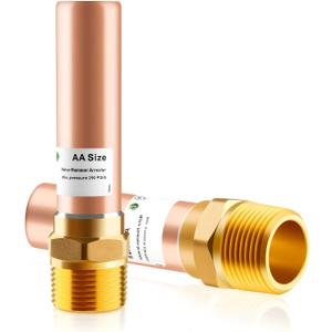 2pcs Copper Water Hammer Arrestor, 3/4 Inch MHT Straight Hammer Arrestor,Male Hose Thread Connection