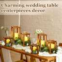 24 Pcs Wooden Candle Lantern Include 12 Wedding Lantern Centerpiece 12 Flameless Decorative Candles Holders Wedding Centerpieces for Tables Party Decor(Brown)