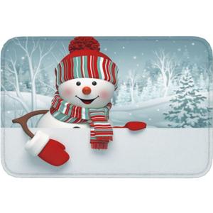 Jbofyee Cute Winter Snowman Bath Mat 24x16 Inch Non-Slip Soft Microfiber Bathroom Rugs Washable Bathmat, Carpet Rug Entryway Christmas Greeting Decor for Tub Shower Room Floor
