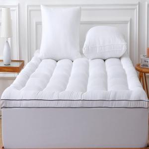 Queen Mattress Topper Pillow Top Plush Breathable Cooling Back Pain Relief Down Alternative 60x80 Quilted Fitted Protector Mattress Pad Reviver Enhancer Deep Pocket Fits 8-21 Inches White (Queen)