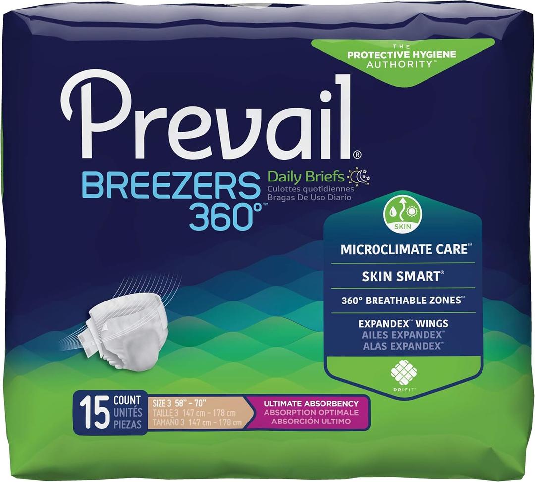 Prevail Air Incontinence Brief - Ultimate Plus Absorbency - Size 3 - X-Large - 15 Count (1 Pack of 15)