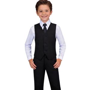 Toddler Suit for Boys 4T Formal Wear Black Dress Vest and Pants Set for Weddings Kids Outfits