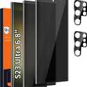 [2+2 Pack] Galaxy S23 Ultra Privacy Screen Protector, 9H Tempered Glass, Ultrasonic Fingerprint Support, 3D Curved, HD Clear Anti-Spy Film for Samsung S23 Ultra 5G Glass Screen Protector