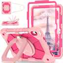 WESOROL Case for iPad (A16) 11th Generation 11 Inch (2025) iPad 10th Generation 10.9 Inch (2022),Full-Body Drop Protection i Pad Case 10th Gen with Rotating Stand Screen Protector Pencil Holder, Rose