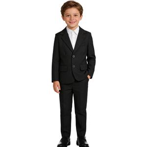 LOLANTA Boys Suit 2PCs Navy Red Black White Tuxedo Jacket Suit Formal Wedding Outfits (Black 7-8 Years)