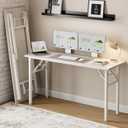 Frylr Small Folding Computer Desk – Portable 55.1 Inch Foldable Laptop Table, Collapsible and Compact for Easy and Fast Setup, Lightweight for Small Spaces, Home Craft and Study Use, White Ash