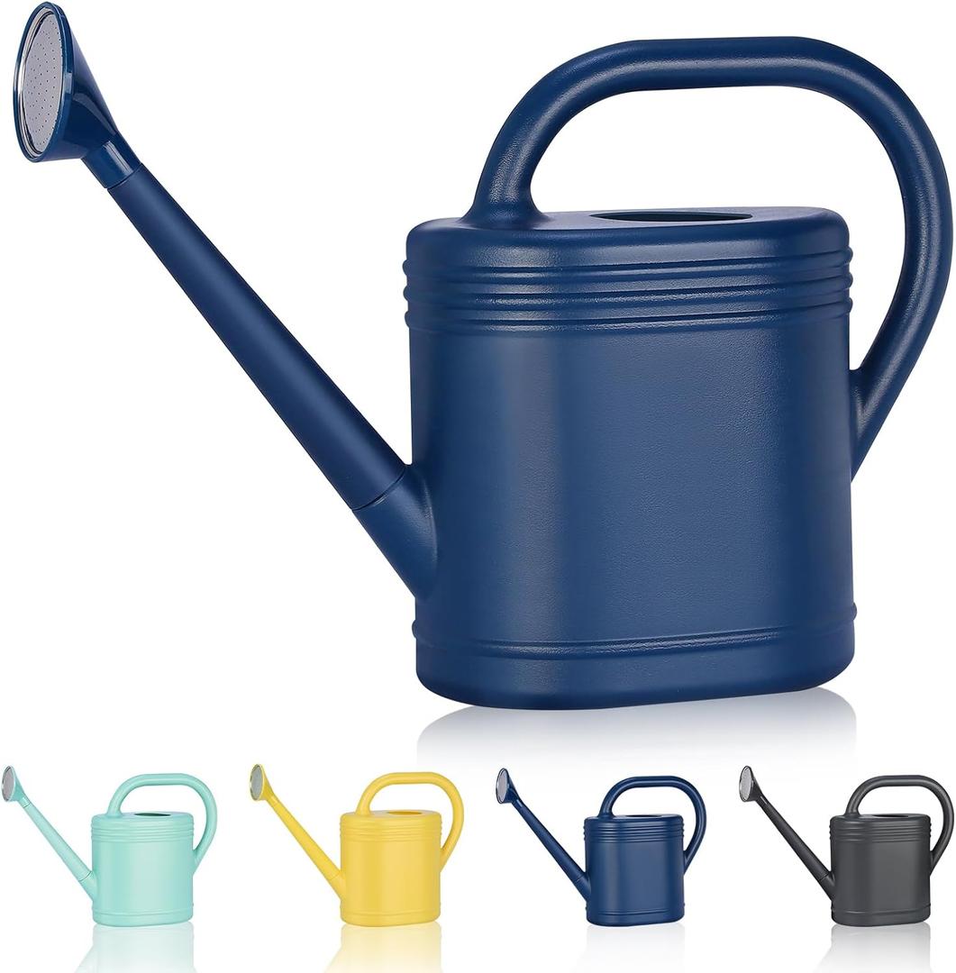 2 Gallon Watering Can for Indoor Plants, Garden Watering Cans for Outdoor Plant House Flower, Modern Plant Watering Can Large Long Spout with Sprinkler Head (Dark Blue)