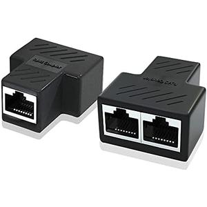 Ethernet Splitter Adapter, 1 to 2 Port, Supports Cat5, Cat5e, Cat6, Cat7 Cables - 2 Pack