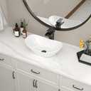 Bowl Sink For Bathrooms 17" x 11" Oval White Vessel Sink Modern Boat Shape Artistic Basin Bathroom Vessel Sinks Above Counter White Porcelain Ceramic Vessel Sinks Small Deep Vessel Sink